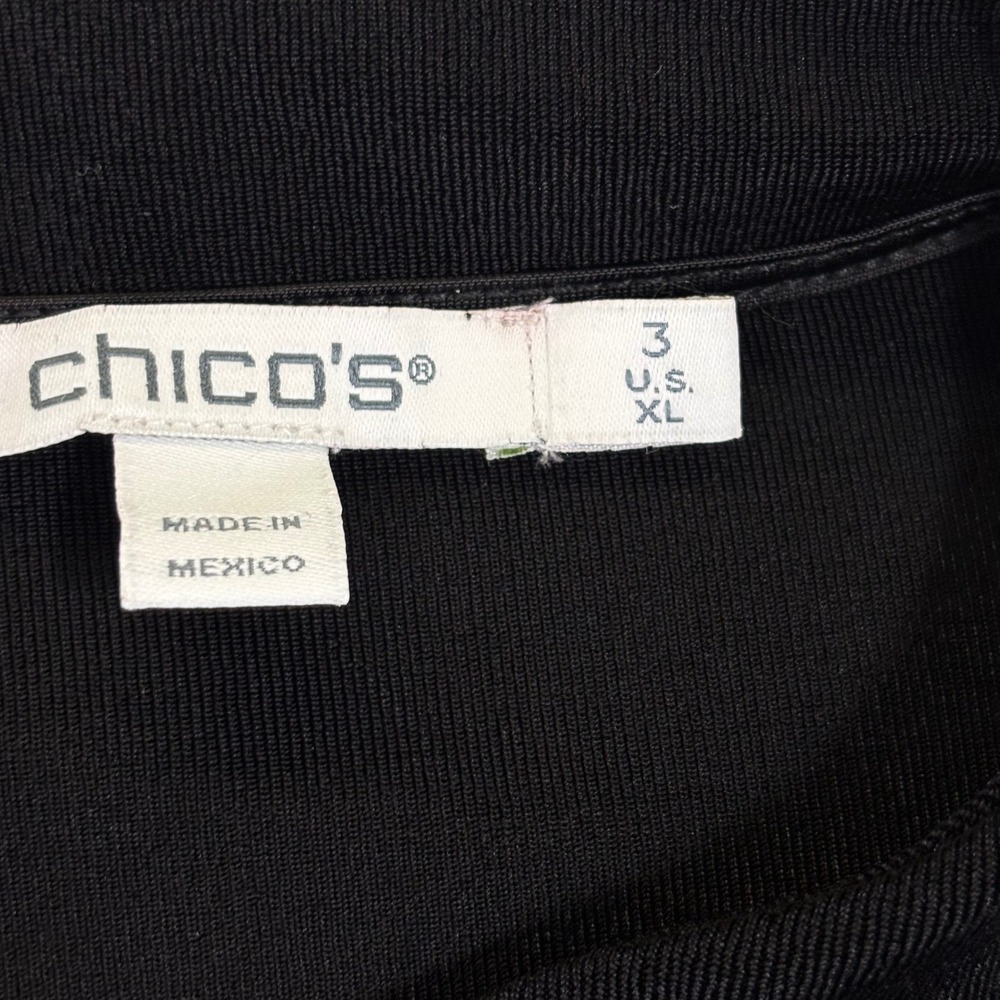 Chicos Black Wide Leg Knit Jumpsuit Drawstring Waist Short Sleeve Size 3 (XL)‎ - Picture 2 of 10